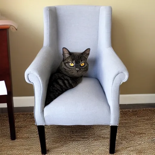 Image similar to a gray chair with a cat on it