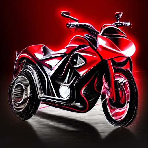 Image similar to a futuristic motorbike, red, high detail, cinematic light, photo