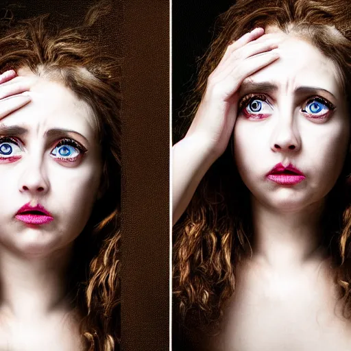 Image similar to big eyes shouting woman photo dramatic lighting