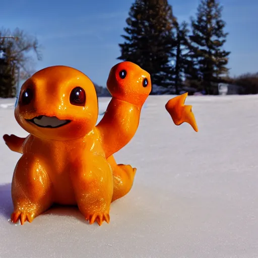 Image similar to ice sculpture of charmander, photography