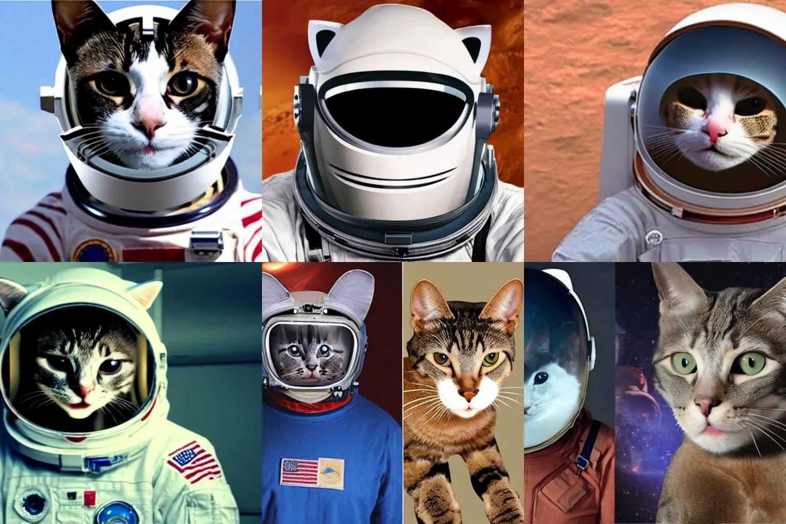 Prompt: Elon mask as a cat On mars wearing astronaut helmet