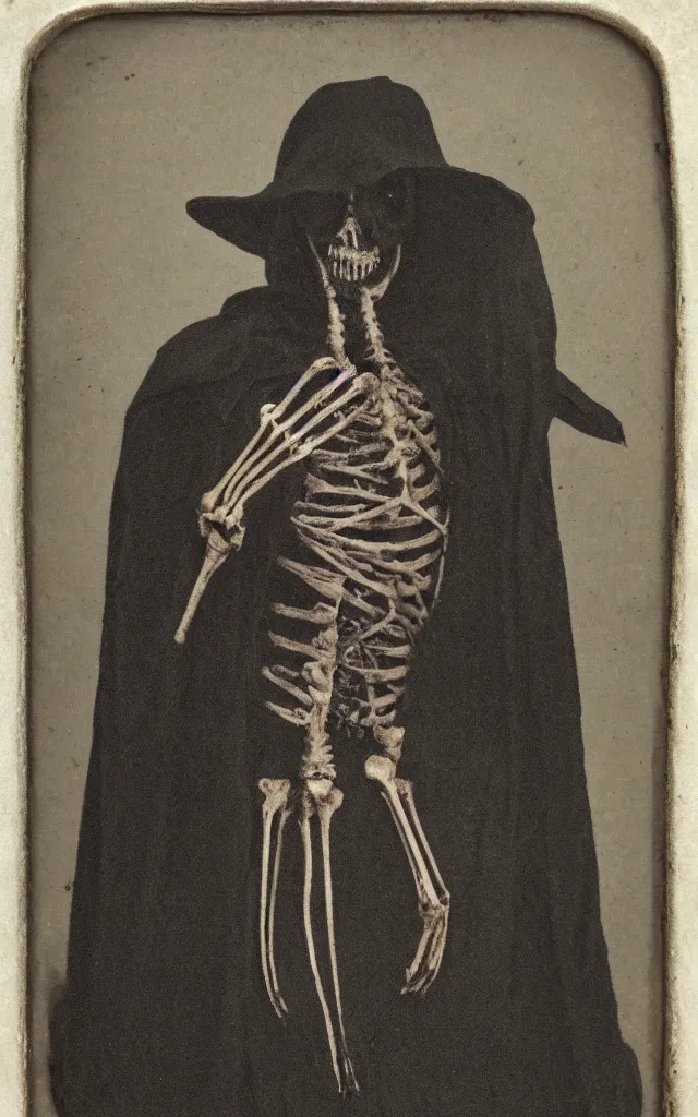 Prompt: portrait of an undead skeletal plague doctor, daguerreotype, studio lighting, hyperrealistic, ultra detailed