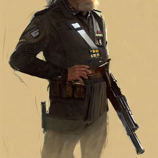 Prompt: portrait of a man by greg rutkowski, he looks like jeff bridges, wearing the military uniform of the corellian confederation, star wars expanded universe, he is about 5 0 years old, highly detailed portrait, digital painting, artstation, concept art, smooth, sharp foccus ilustration, artstation hq