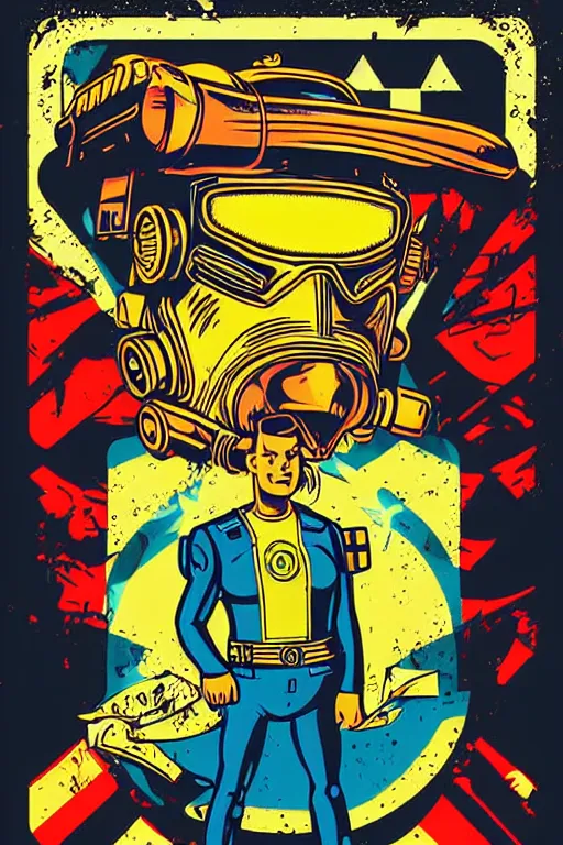 Image similar to fallout 7 6 retro futurist illustration art by butcher billy, sticker, colorful, illustration, highly detailed, simple, smooth and clean vector curves, no jagged lines, vector art, smooth andy warhol style