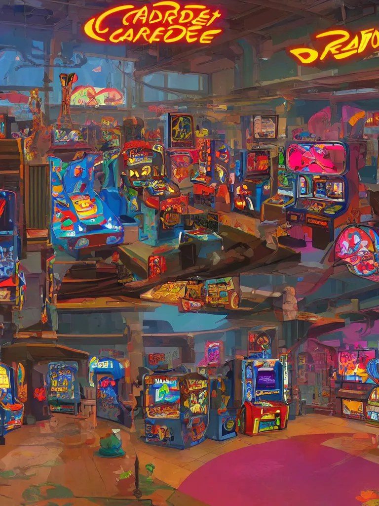 Image similar to arcade games by disney concept artists, blunt borders, rule of thirds