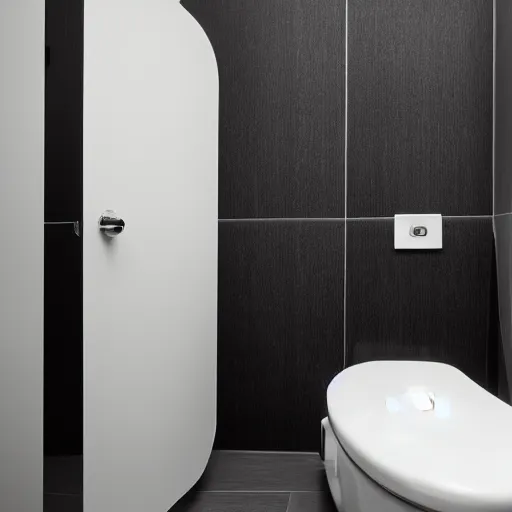 Prompt: A toilet room designed by Jonathan Ive and Dieter Rams