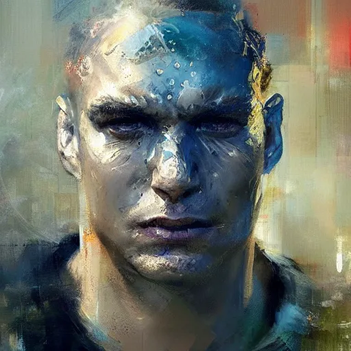 Prompt: face protrait of aqua man, realistic, ultrahd, jeremy mann painting