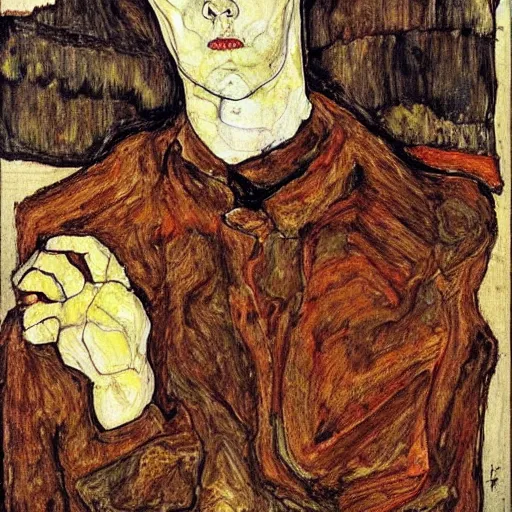 Image similar to scientific illustration of san francisco, egon schiele portrait style