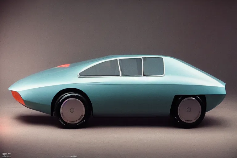 Image similar to designed by Giorgetto Giugiaro stylized poser of a single 1972 Citroen, neon lights, ektachrome photograph, volumetric lighting, f8 aperture, cinematic Eastman 5384 film