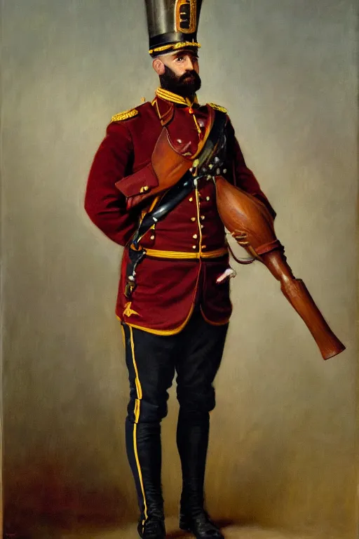 Image similar to full body portrait of the dictator of the cleveland cavaliers, 1 8 8 9, in full military garb, oil on canvas by william sidney mount, trending on artstation