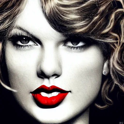 Image similar to by lya repin by simon stalenberg, photorealistic, expressionism, taylor swift