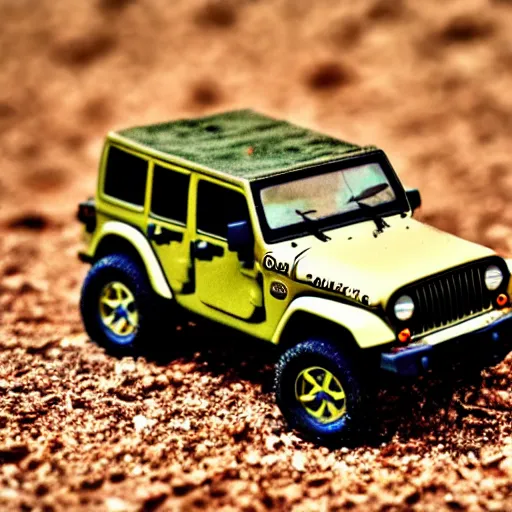 Prompt: Commander, Jeep, micro machines, bokeh, macro photography