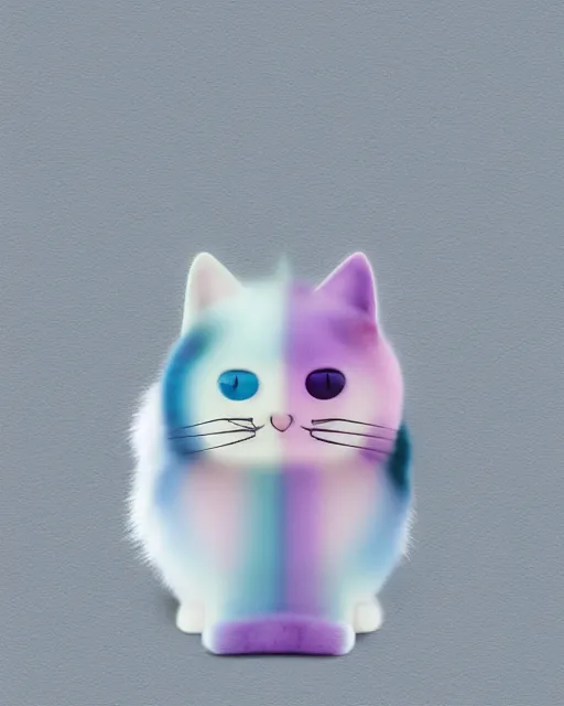 Prompt: A cat with dyed fur like Doraemon, isolated on white by Felipe Pantone, minimalist photorealist