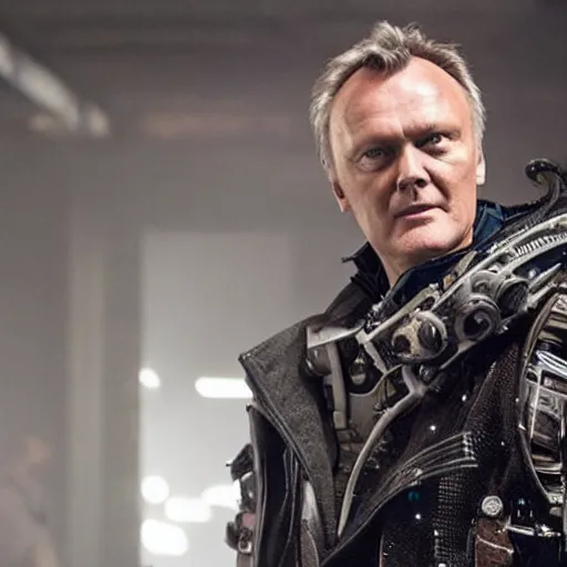 Image similar to Anthony Head as Cyberpunk Uther