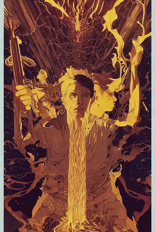 Image similar to 'God save us, everyone Will we burn Inside the fires of a thousand suns?' by Michael Whelan and Tomer Hanuka, scenes from Roland Emmerich, clean, intricate, elegant, highly detailed, digital painting, artstation, concept art, smooth, sharp focus, illustration, art by artgerm and greg rutkowski and alphonse mucha