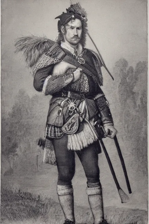 Image similar to a portrait of a Scottish laird wearing a balmoral, art