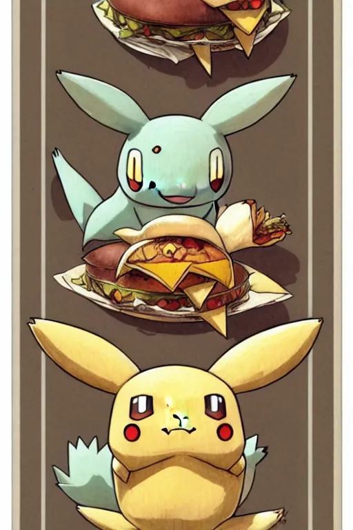 Image similar to design, symmetry, fastfood pokemon, borders, lines, decorations, muted colors, by jean - baptiste monge
