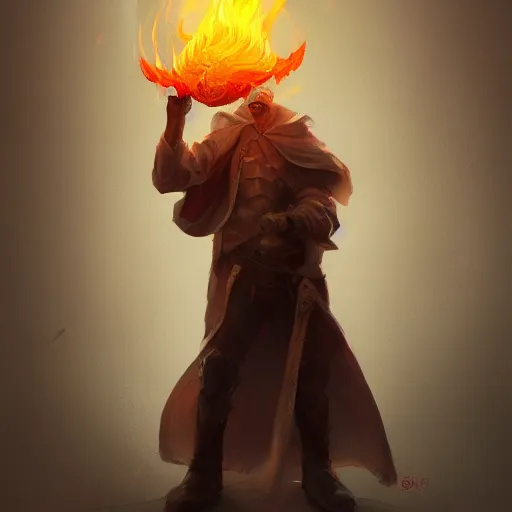 Image similar to a man cast a fire spell, artstation