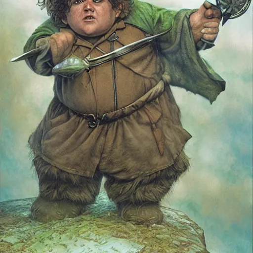 Image similar to chubby valiant hobbit Samwise Gamgee by Mark Brooks, Donato Giancola, Victor Nizovtsev, Scarlett Hooft, Graafland, Chris Moore