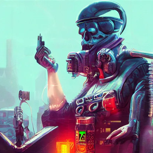 Image similar to cyberpunk, death burger, artstation