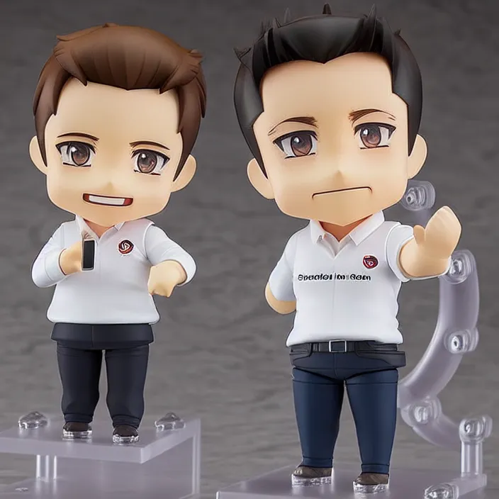 Image similar to a anime nendoroid of elon musk, car tesla 3, figurine, product photo, detailed