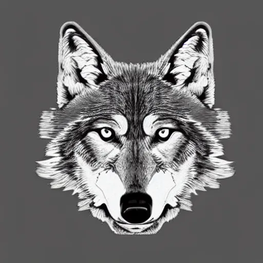 Image similar to digital art of a full-body outline of a wolf, simple, no color, high quality, HD, 8K,