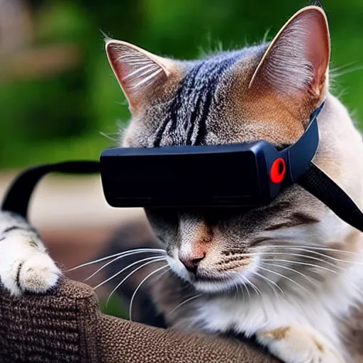 Image similar to cat wearing vr goggles