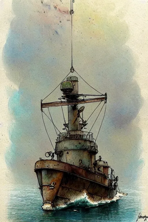 Prompt: (((((1950s tugboat . muted colors.))))) by Jean-Baptiste Monge !!!!!!!!!!!!!!!!!!!!!!!!!!!