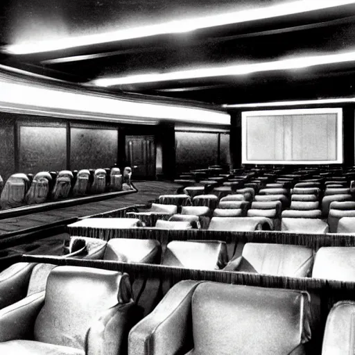 Prompt: retro photo of the interior of a movie theater