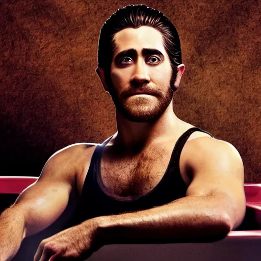 Prompt: a movie poster of cowboy Jake Gyllenhaal sitting in a hot tub