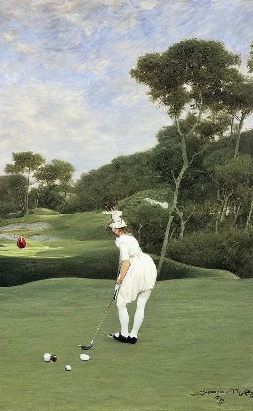 morning golf by james jacques joseph tissot Stable Diffusion