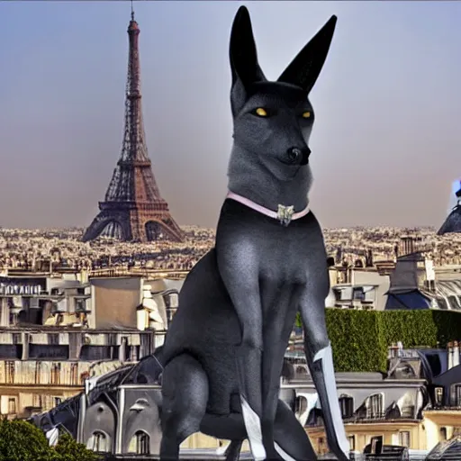 Prompt: badly photoshoped anubis in paris