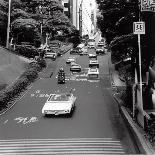 Prompt: Tokyo's Lombard Street In 1975,