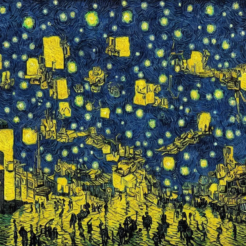 Image similar to cyber punk by van gogh