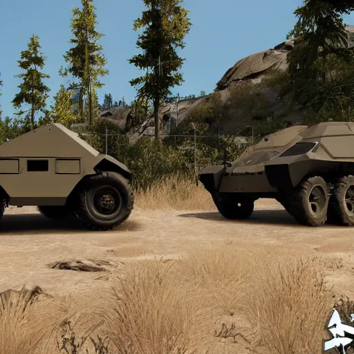 Prompt: futuristic military vehicles screenshot from arma 3, unreal engine 5, 8 k