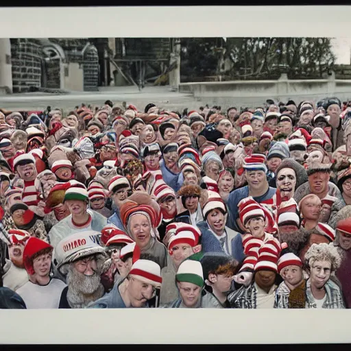 Prompt: a photo of where's wally, by albert tucker