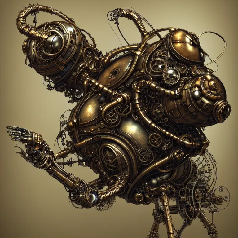 Image similar to steampunk cybernetic biomechanical fly, 3 d model, unreal engine realistic render, 8 k, micro detail, intricate, elegant, highly detailed, centered, digital painting, artstation, smooth, sharp focus, illustration, artgerm, tomasz alen kopera, wlop