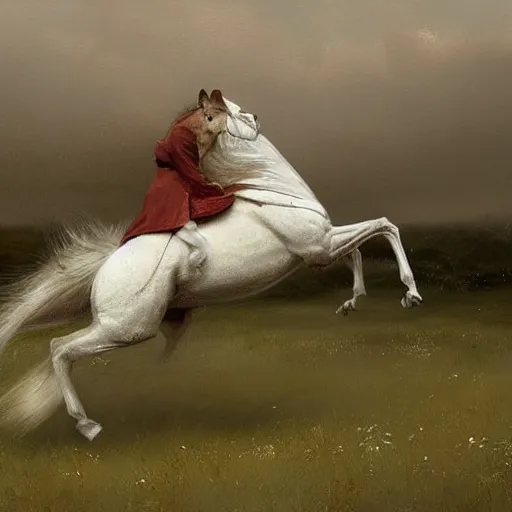 Prompt: hybrid of mouse and horse, half horse - half mouse, digital art fantasy art, art by george stubbs, jakub rozalski