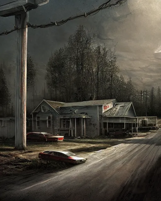 Image similar to concept illustration from the'0 0 s supernatural thriller'road gospel ', a high quality high detail digital matte painting by david mattingly and samuel araya and tim jacobus and michael whelan, hd 4 k 8 k, realistic details, photorealistic lighting, modern speculative horror aesthetic, composition and scene layout inspired by gregory crewdson and brendon burton.