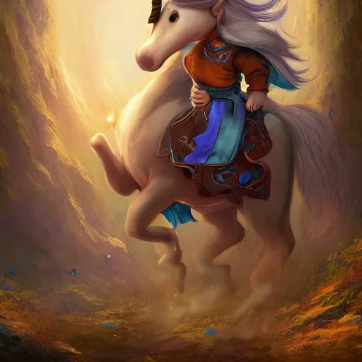 Prompt: An adorable whimsical unicorn wearing mage clothing, highly detailed, digital painting, artstation, concept art, smooth, sharp focus, studio light, by Justin Gerard,