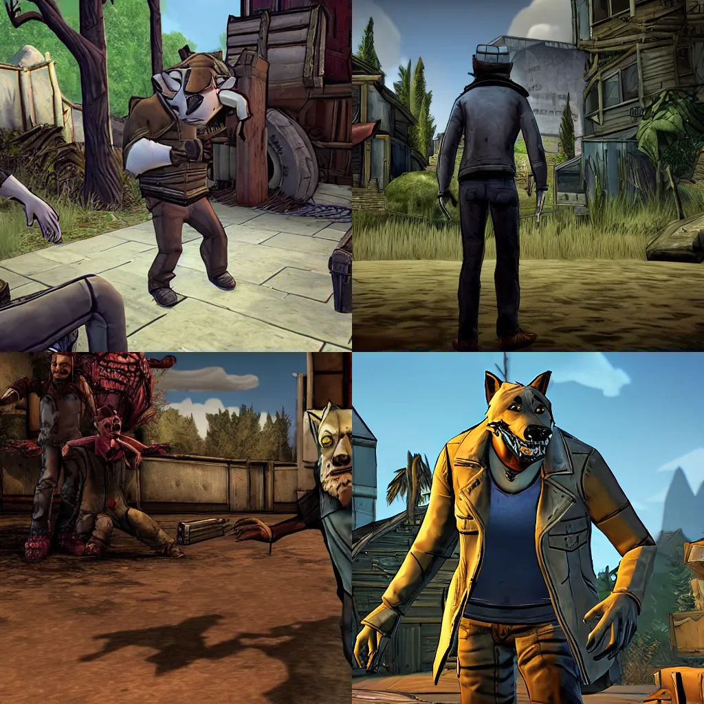 Prompt: big bad wolf, telltale studios ingame