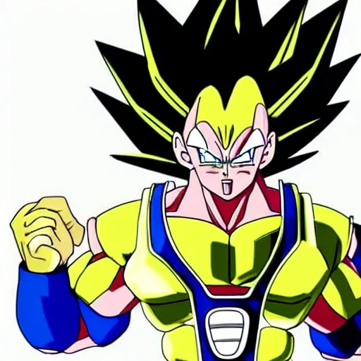 Prompt: a fusion between vegeta and broly