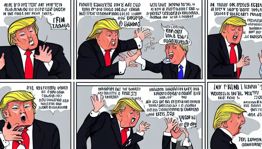 Image similar to donald trump crying like a baby, political illustration, comic, in the style of ben garrison