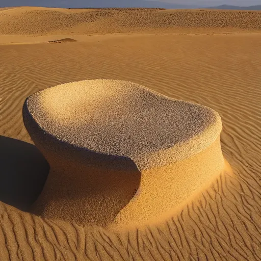 Image similar to a chair made of sand in the desert