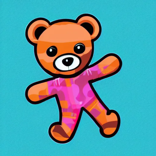 Image similar to Skater teddy bear, sticker, highly detailed, colorful, illustration, drama, smooth and clean vector curves, no jagged lines, vector art, smooth