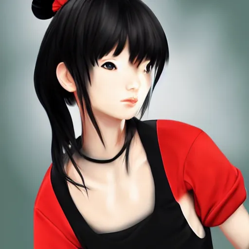 Image similar to Ranma hyperrealistic digital art trending on artstation bye Nestor Leynes