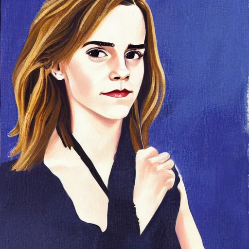 Prompt: emma watson, painting by barack obama