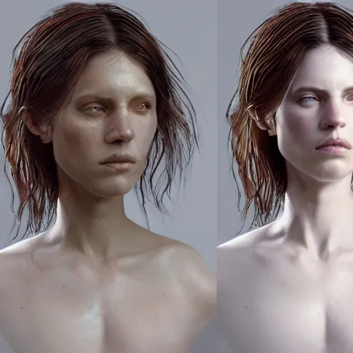 Image similar to a white and a brown woman merging together over time by greg rutkowski, hyperrealist, cinema 4 d, sicodelica, rendering unreal engine 5 digital art
