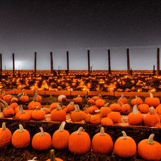 Prompt: a pumpkin patch in winter, photography, studio lighting, night, 4 5 mm lens, high resolution 8 k,