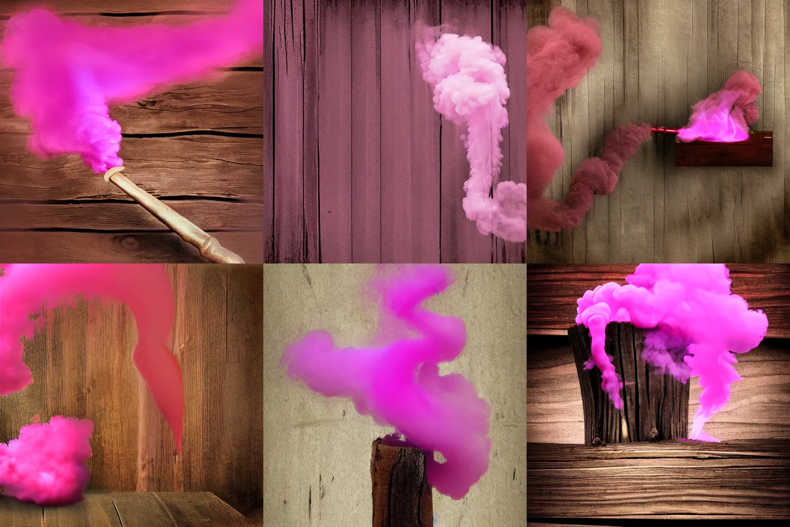 Prompt: pink smoke emerging from a wooden pipe, avatar , digital art,